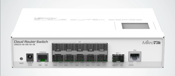CRS212-1G-10S-1S-PLUS-IN Cloud Router Switch 212-1G-10S-1S+IN - 10xSFP, 1xLAN Gbit, 1xSFP+ 10Gbit Switch,LCD,L5