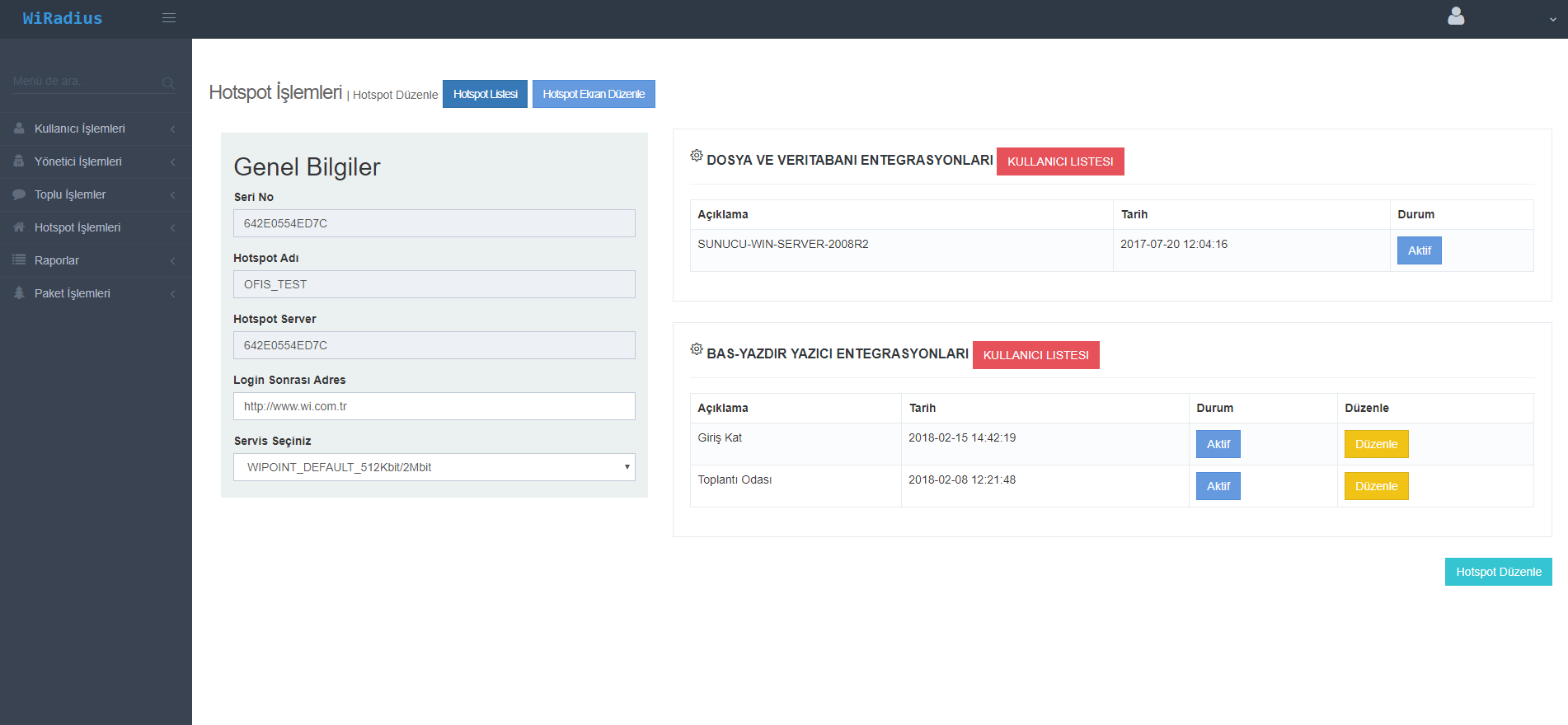 WIPOINT-500 500 ONLINE KULLANICI HOTSPOT VE LOGIN YONETIM / YILLIK