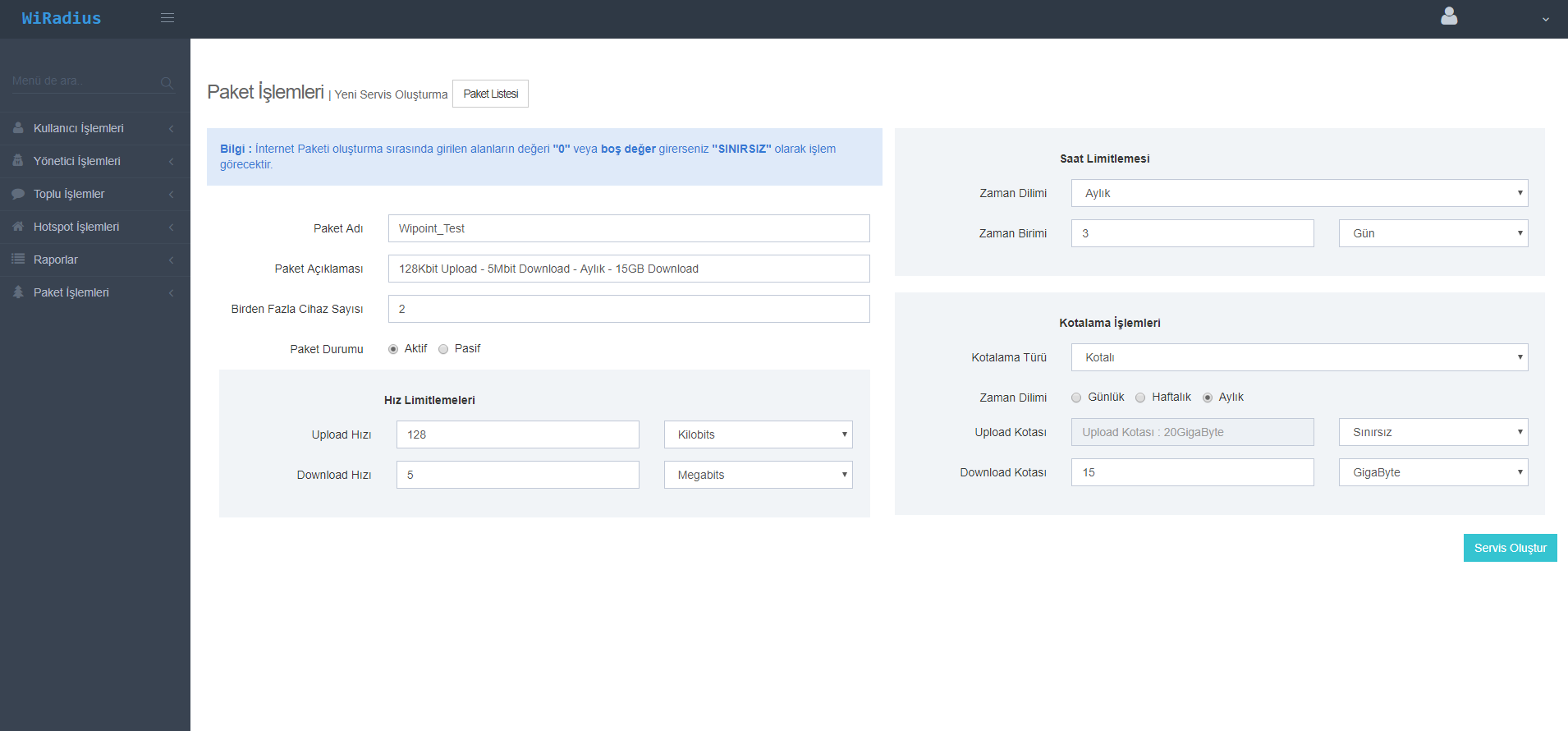 WIPOINT-500 500 ONLINE KULLANICI HOTSPOT VE LOGIN YONETIM / YILLIK