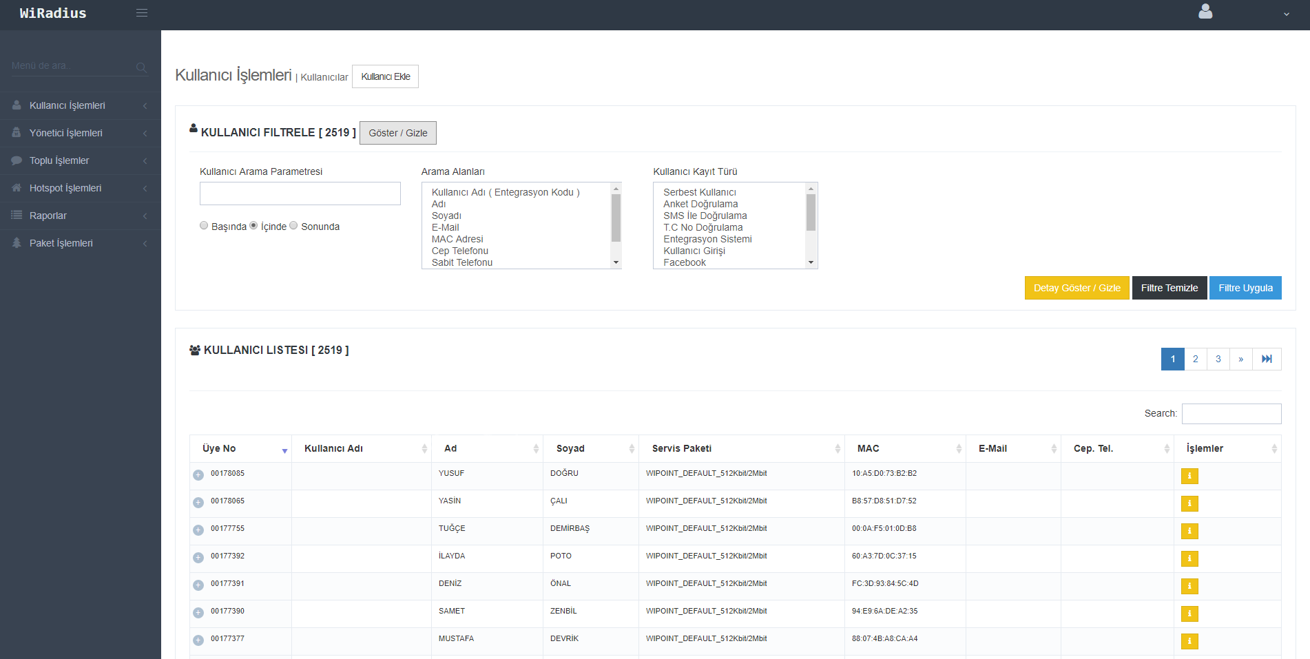 WIPOINT-500 500 ONLINE KULLANICI HOTSPOT VE LOGIN YONETIM / YILLIK