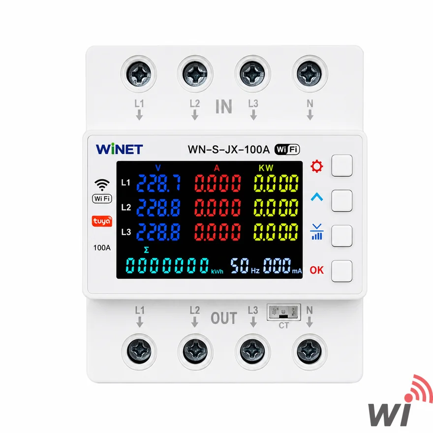 WINET WN-S-JX-100A WiFi Smart 3-Phase Energy Analyzer and Protection Relay